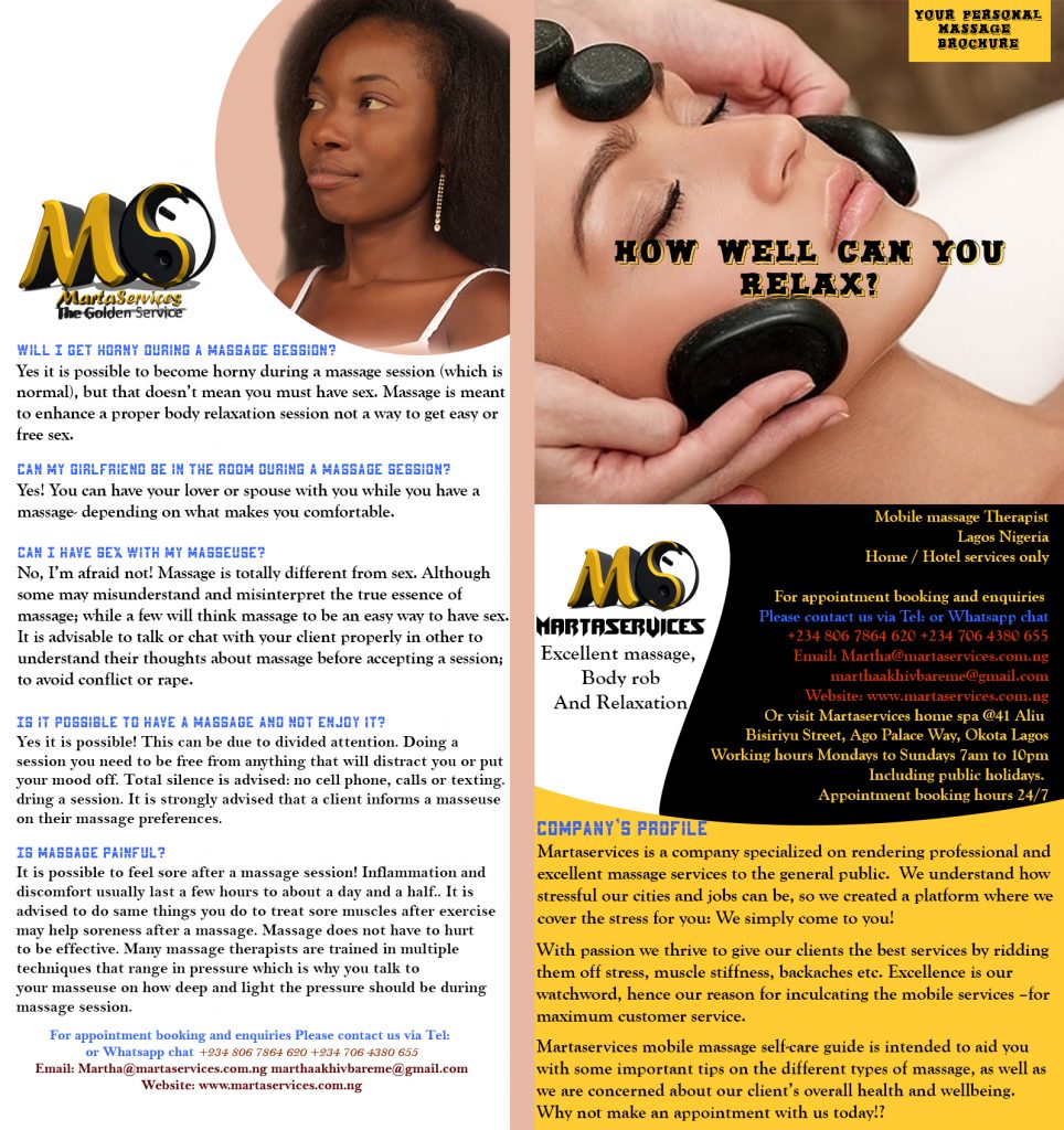 home service massage parlour in Lagos